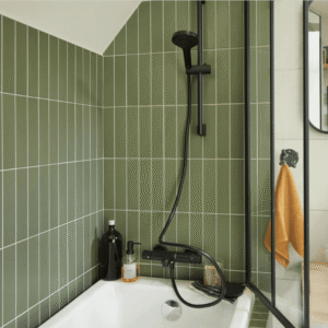 Carrelage mur intérieur effet brique vert Bloom