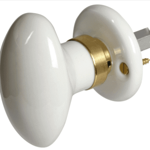 Bouton sur rosace MERIGOUS sans trou porcelaine de limoges blanc/laiton